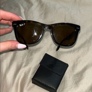 Ray-Ban Brown Tortoiseshell Polarized Wayfarer Sunglasses
